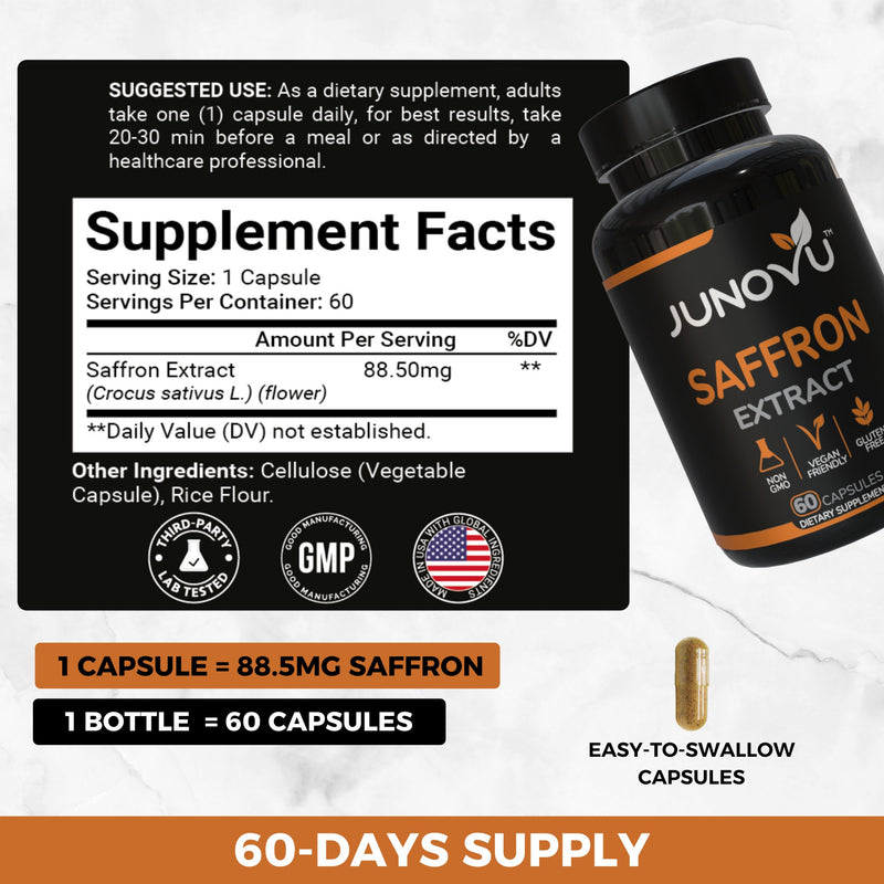 Load image into Gallery viewer, Saffron Extract supplement 60-day supply - Natural mood balance and stress relief capsules